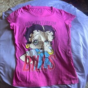 Betty Boop Pink Short Sleeve Tee with Cartoon Graphic